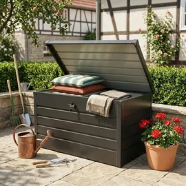 prestige home living outdoor Metall-Aufbewahrungsbox Gartentruhe 300L 100 x 61 x 62 cm Grau