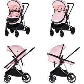 Chipolino Kinderwagen Aura 3 in 1, Autositz, Babywanne, Wickeltasche, bis 22 kg pink