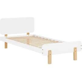 Homestyle4u Kinderbett 90 x 200 cm Kiefer massiv lackiert weiß