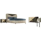 JVmoebel Schlafzimmer-Set, Bett Nachttisch Kommode 4 tlg. Schlafzimmer Set Design Modern beige|braun