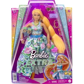Barbie Extra Fancy im blauen Kleid mit Blumenmuster