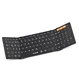 ProtoArc XK01 Faltbare Tastatur Klappbar mit Ziffernblock | Wiederaufladbare Kabellose Mini Tastatur mit 3 Bluetooth Kanälen für iOS, Android, Windows, QWERTZ - Schwarz