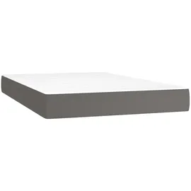 vidaXL Boxspringbett mit Matratze & LED Grau 120x200 cm Kunstleder