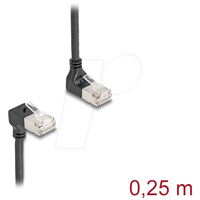 Delock RJ45 Netzwerkkabel Cat.6A S/FTP Slim 90° oben / unten gewinkelt 0,25 m