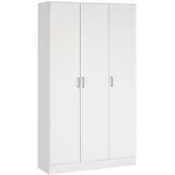 Dmora Mehrzweckschrank Beaumont, Beistellschrank Mit 3 Türen, Kleiderschrank Mit Schuhregal, Besenkammer, 109x37h180, Weiß