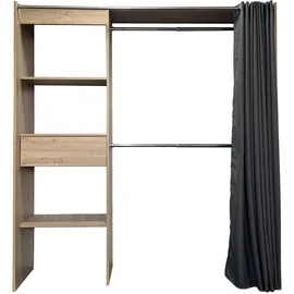Hti-Living Garderobenschrank Offene Garderobe mit Vorhang Artisaneiche