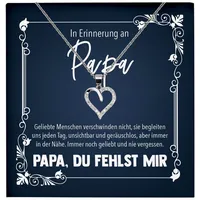 22Feels Schmuckset In Erinnerung An Papa Trauer Andenken Kondolenz Geschenk Halskette (inkl. Geschenktasche, Karte(n), Poliertuch, Beutel), Echt-Silber 925/000, Karte Made In Germany silberfarben