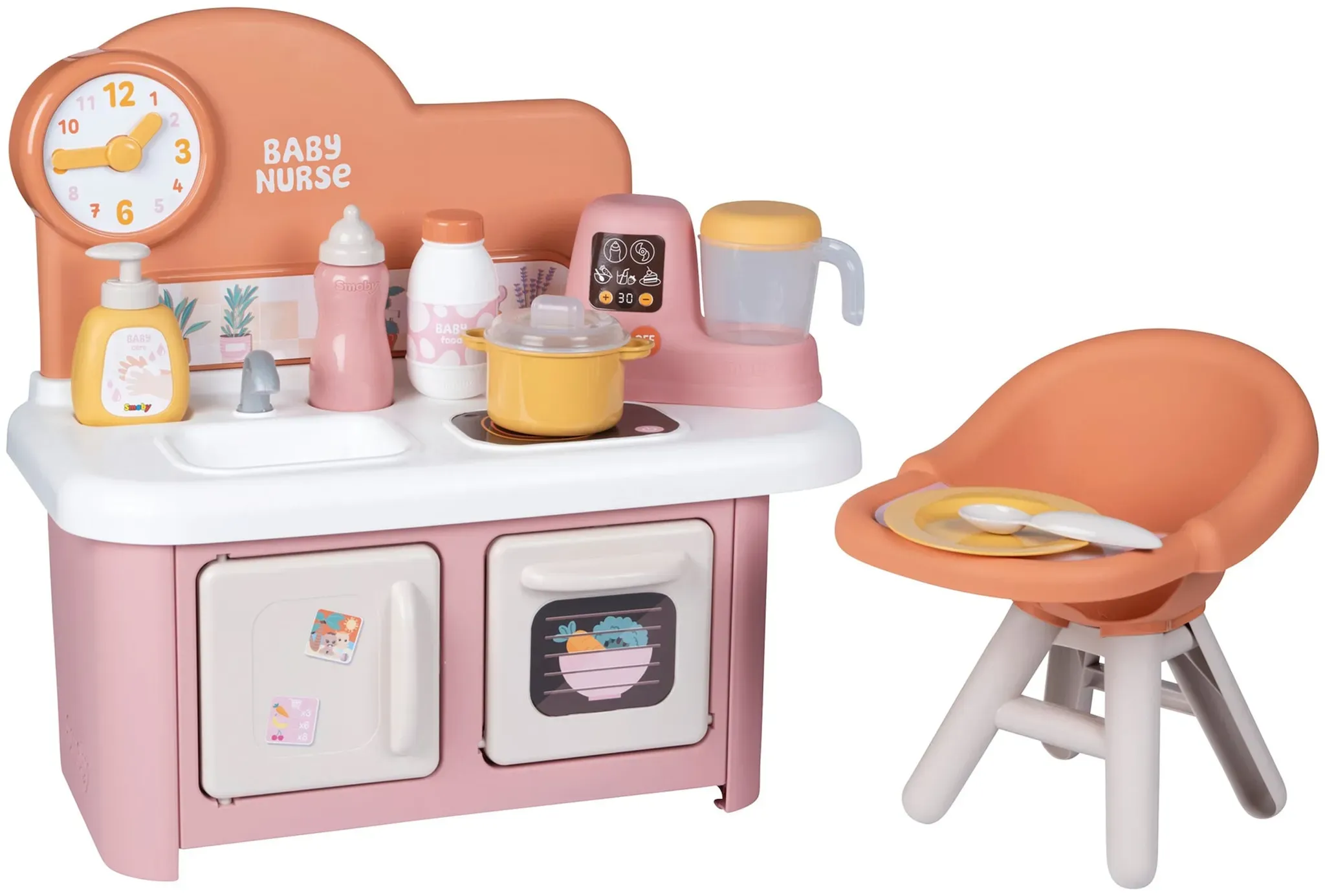 Smoby Puppenküche + Hochstuhl Baby Nurse, rosa