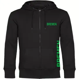 multifanshop Kapuzen Sweatshirt Jacke - Bremen - Brust & Seite - Druck grün - Sweat