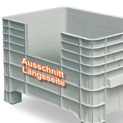 Volumenbox mit 4 Füßen, LxBxH 1030x630x670 mm, 276 Liter,Eingriff an Längsseite