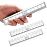 Set Mit 3 Led-bewegungsmelder-innenleuchten, 10 Kabellosen Led-strahlern, Batteriebetriebenen Led-schrankleuchten Mit Magnetstreifen, Nachtlicht Für Kindertreppen Und Flure (warmweiß)