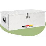 deluke DELUKE® Aluminiumbox mit Deckel Abschließbar Alubox Deichselbox Alu Anhängerbox Werkzeugkiste Transportbox Metallkiste, 90x47x33,5cm Silber