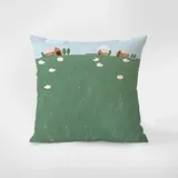 Kissenbezug 80x80 Gras Grünes Schaf Kopfkissenbezug 80x80 Baumwolle Leinen Sofakissen mit Reißverschluss Kopfkissenbezüge Knitterfreie Kopfkissen 80x80 Bezug Langlebig Kissenbezüge 80x80 x1