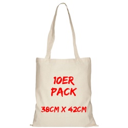 Texxilla Baumwolltasche Mehrpack Classic mit zwei langen Henkeln, Natur, natur