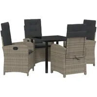 VidaXL 5-teiliges Garten-Dining-Set mit Kissen Grau Poly-Rattan