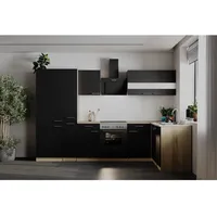 Respekta Winkelküche L-Form 310 cm Schwarz