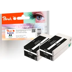 Peach Doppelpack Tintenpatronen schwarz kompatibel zu Epson SJIC22BK*2, C33S020601*2