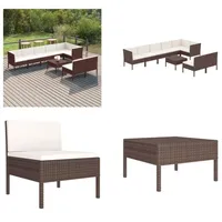 vidaXL 9 tlg. Garten Lounge Set mit Auflagen Poly Rattan Braun - Garten-Sofagarnitur - Garten-Sofagarnituren - Gartensofa-Set - Gartensofa-Sets - Braun