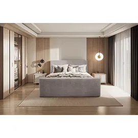 kaiser möbel Boxspringbett mit bettkasten und topper LAMM stoff Sven Beige 120x200 cm H3 - Beige