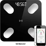 Wisam Wisam® B2017 Smart App Digital Personenwaage Körperfett BMI Bluetooth iOS Android Black