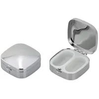 Pillendose 2-geteilt glatt poliert quadratisch, 4,5 x 4,5 x 2 cm