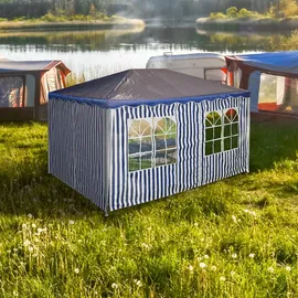 Relaxdays Seitenteile für 3x4m Pavillon, 2er Set, wasserdicht, Seitenwände mit Klettverschluss, Polyester, blau/weiß