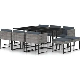 vidaXL Garten-Essgruppe 11-tlg. Tisch 165 x 109 cm grau