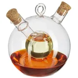Relaxdays Ölspender 2 x 375 ml und 50 ml 2 in 1 aus Glas transparent