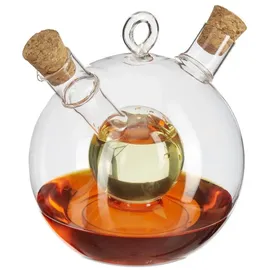 Relaxdays Ölspender 2 x 375 ml und 50 ml 2 in 1 aus Glas transparent