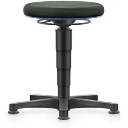 bimos Allround Hocker mit Gleiter, Stoff schwarz, Sitzhöhe 450-650 mm, Farbring blau
