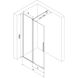 Mexen Velar Duschtrennwand Walk-in rechts 80 x 200 cm Gold transparent 871-080-000-03-5