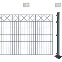 Arvotec Doppelstabmattenzaun ARVOTEC "EASY 120 zum Aufschrauben "Karo" mit Zierleiste", grau (anthrazit), H:120cm, Stahl, Kunststoff, Zaunelemente, Zaunhöhe 120 cm, Zaunlänge 2 - 60 m