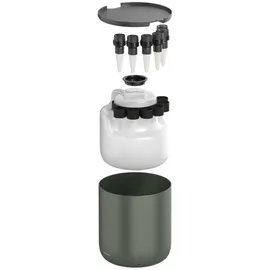 Fiskars Urban Plant Care Selbstbewässerungssystem 4,4 l Reservoir und 4 Keramikkegel Dunkelgrün/Schwarz