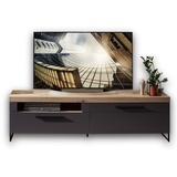 Stella Trading LOFT-TWO TV-Board in Artisan-Eiche Optik, graphit - Hochwertiges Low-Board für Ihr Wohnzimmer - 192 x 55 x 44 cm B/H/T: