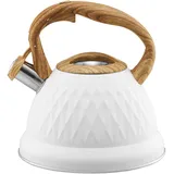 Wasserkessel mit Pfeife Wasserkocher Pfeifkessel Teekessel Induktion 2,5 l creme