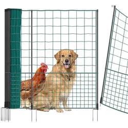 VOSS.farming 25m Hühnernetz mit Durchgang, 125cm, 11 Pfähle, 2 Spitzen, grün, ohne Strom