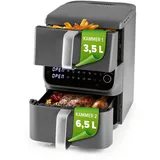 GOURMETmaxx FryUp Vertikale Doppelkammer-Heißluftfritteuse Grau 16404