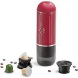 Tragbare elektrische Kaffeemaschine, kompatibel mit NS-Pads und gemahlenem Kaffee, 19 Bar, 100 W, kabellose Heizung, Reise-Espressomaschine fuer un... - Rot