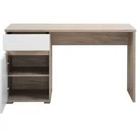 Home Affaire Schreibtisch Elan, Breite 130 cm, Front in Rillenoptik, grifflos, ABS-Schutzkanten beige|grau