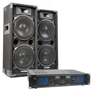MAX28 - DJ Anfänger Set - DJ Boxen Set, inklusive Verstärker, 1000 Watt Endstufe, MAX28 Bundle 2 Lautsprecher mit Verstärker, PA Disco Boxen, Disco-Lautsprecher DJ Anlage, Komplett Set