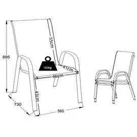 VCM Gartenstuhl 56 x 73 x 89 cm anthrazit 2 St.