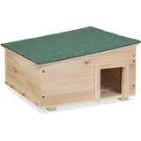 Relaxdays Igelhaus, Holz, Igelhotel mit Boden, 2 Kammern, Winterquartier für Igel, Garten, hbt: 21,5 x 40 x 40 cm, natur