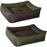 2in1 Hundebett MAX Quattro, großes Hundekörbchen aus Cordura, waschbares Hundebett mit Rand, Hundesofa für drinnen, draußen, L, Mystic, grün-braun