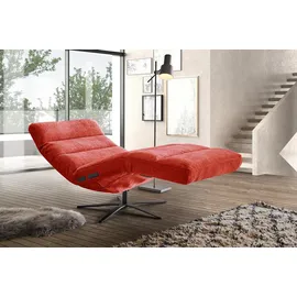 KAWOLA Relaxliege ALINA motorisch Cord 80 x 80 x 131 cm rot mit Kissen