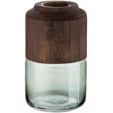 GILDE Vase Glasvase - aus Glas Holz - Deko Herbst Wohnzimmer Geschenk für Frauen - Farben: braun grün - Höhe 28 cm