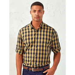 Premier Workwear  Karo Hemd Harrison in Gelb/Blau, Gr. S