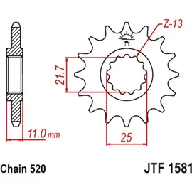 JT Sprockets Kettenrad Standard-Stahlkettenrad 1581 - 520