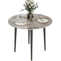 Esszimmertisch Marmor Esstisch Rund Küchentisch Grau Metall Tischbeine 80×80 cm
