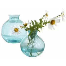 Loberon Vase 2er Set Quixano, Zwei Größen, Mundgeblasen, Harmonische Form, Dezenter Farbton, Blumenvase, Dekoration, Glas, blau