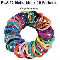 TPFNet 3D-Drucker-Stift PLA-Filament SetZubehör für 3D Drucker Stift - 3D-Malerei, Kinderspielzeug - Farb Set PLA Filament 50m (5M x 10 zufällige Farben) bunt